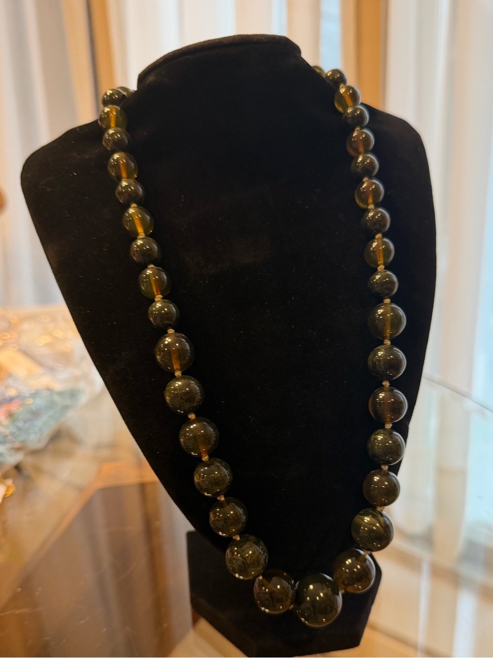Classic Olive Green Beaded Necklace